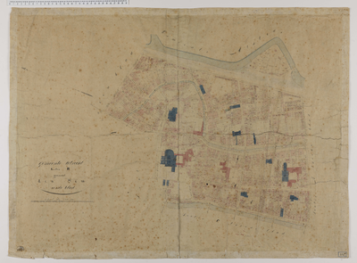 136-3-14-2 Kaart van het terrein (sectie B) ten oosten van de Oudegracht (tussen het Domplein en de Smeestraten) te ...